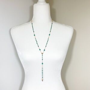 New  Gold and jade colored necklace 18” long